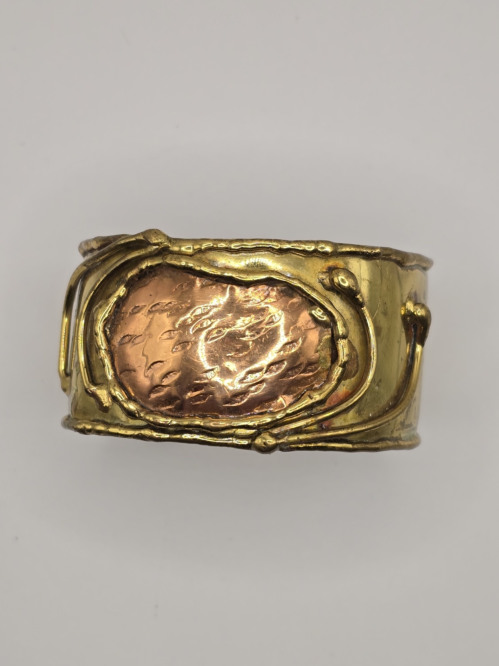 Two-Tone Gold and Copper Wide Cuff Bracelet